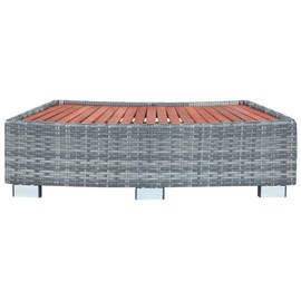 TREATLIFE HOME Spa Step Gray Rattan Weatherproof, Easy Assembly, Durable Design, Powder-Coated Steel Frame, Eucalyptus Hardwood, 36.2"x17.7"x9.8"