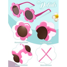 Kanayu 4 Pairs 5.71 In Summer Adult Flower Sunglasses Glasses Round UV Protection Colorful Eyewear for Women Men Beach Party (Rainbow Color)