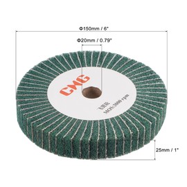 sourcing map 150mm x 25mm 240 Grit Non-Woven Polishing Burnishing Wheel Abrasive Cloth Nylon Wire Drawing Flap Wheel for Stainless Steel Metal Green