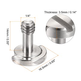 sourcing map Camera Tripod Screw 1/4 Inch Plug Mounting Screw Adapter Slotted 0.55 Inch Length for Camera Stand Microphone Holder Stainless Steel Pack of 2