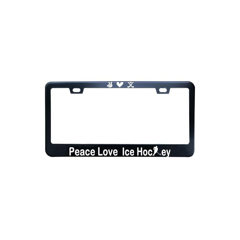 ZzUSoo Ice Hockey Peace Love License Plate Frame, 12 X