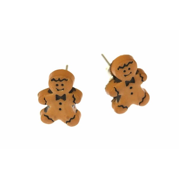 Miniblings Lebkuchenmann Ohrstecker Stecker Ohrringe Weihnachten Lebkuchen braun - Handmade