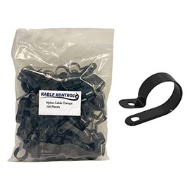 Kable Kontrol Nylon Cable Clamps – 1” Diameter – 100 Pcs/Pack – Black – Nylon 6-6 – R-Type Cable Clamps – Cable Organizer – Plastic Wire Clamps