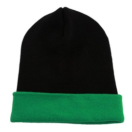 TOP HEADWEAR 2 Tone Long Beanie Cuff, Black Kelly Green