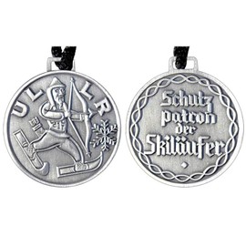 Ullr Ski Medal Silver - 'Patron of Winter Sports', 1.5 inch Diameter