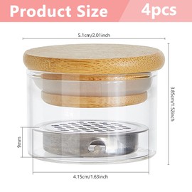 DICOSMETIC 4Pcs Nail Brushes Washing Cup Nail Glitter Removal Cup Nail-Brush Cleaner Dappen Dish with Bamboo Lid and Stainless Steel Mesh Easy Cleaning Portable Mesh Layered