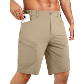 Stlight Men's Hiking Cargo Shorts 8"/10" Quick Dry Lightweight Casual Shorts for Athletic Fishing Golf with Zipper Pockets(Khaki 36W/8L)