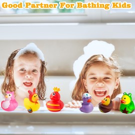 Chennyfun 12 Pcs Easter Eggs Filler mit Gummi-Enten Badespielzeug, Lustig Bunte Enten Poolspielzeug für Osterkorb Füllstoffe, Baby Shower Geburtstag Party Geschenke, Kinder Badewannenspielzeug