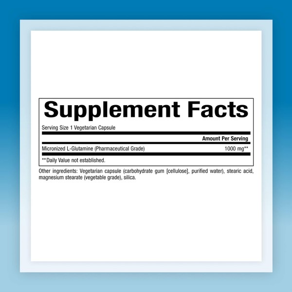 Natural Factors Natural Factors, Micronized L-Glutamine 1000 mg, Supports Muscles