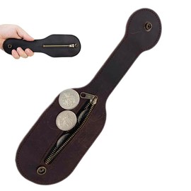 Leather Coin Organizer Cash Holder Case Vintage Slim Zippered Pouch for Outdoor Sports