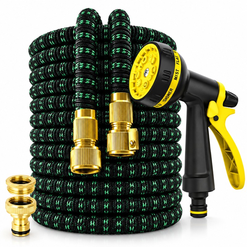 100FT Expandable Garden Hose with 10-Function Nozzle – Lightweight No-Kink