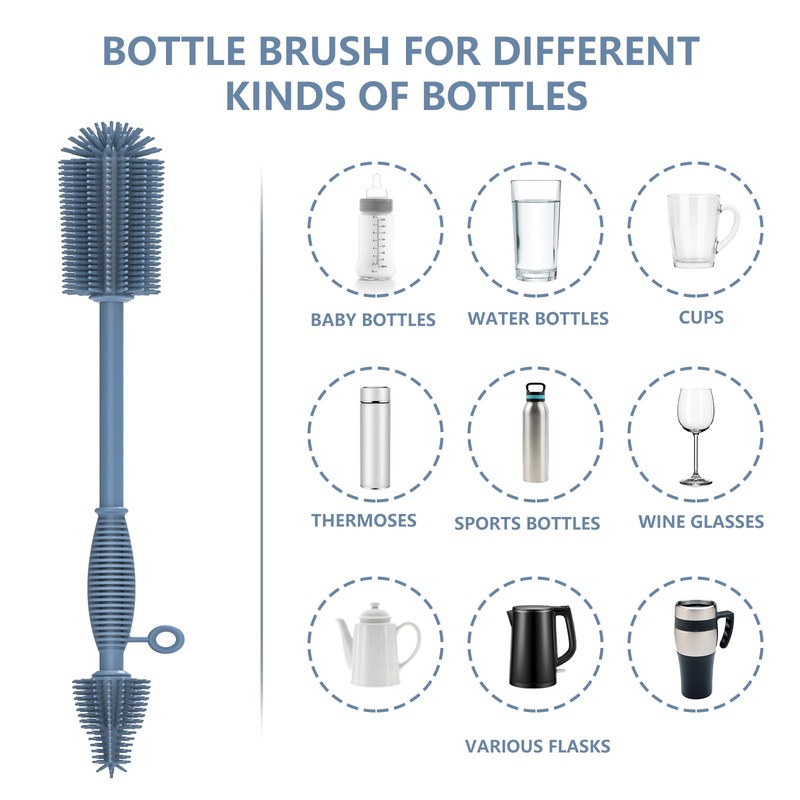 Raymeefa Silicone Bottle Brush,Double Sided with Sturdy Handle,Easy to Clean