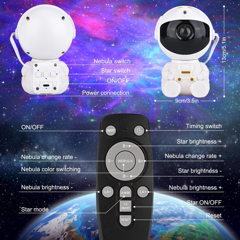 Sosayet Starry Sky Astronaut Projector, LED Space Night Sky Light
