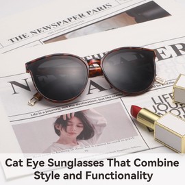 Dollger Polarized Oversized Sunglasses for Mens Womens Trendy Cateye Sun Glassses Designer Retro Ladies Sunglasses with UV Protection Leopard