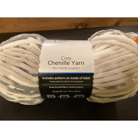 Mainstays Cozy Chenille Yarn 220 yd- Multi Neutral 100% Polyester-Supe