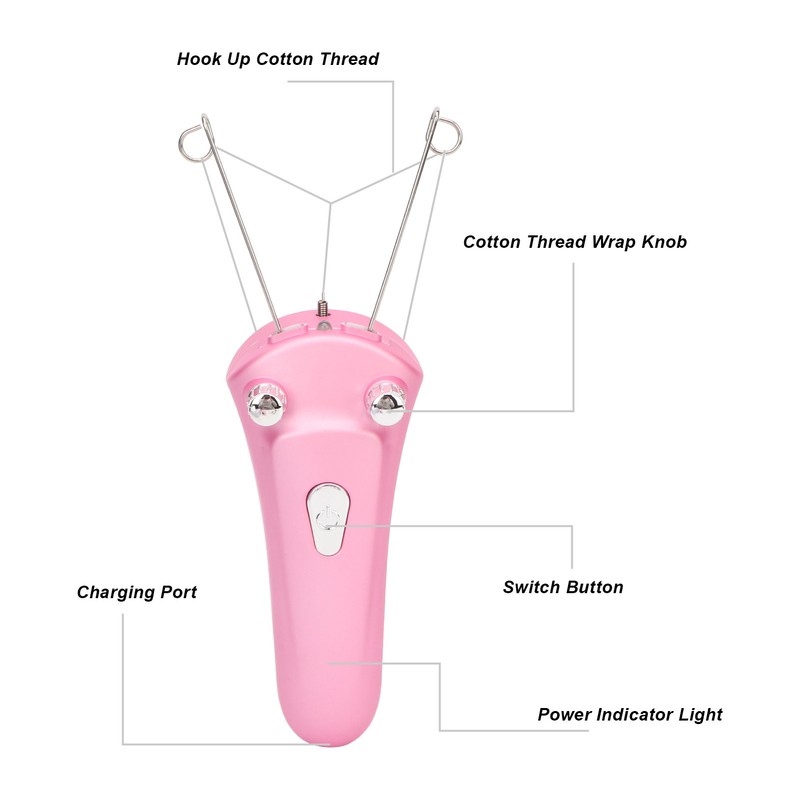 Electric Facial Threading Hair Removal Epilator LED USB Rechargeable Cordless