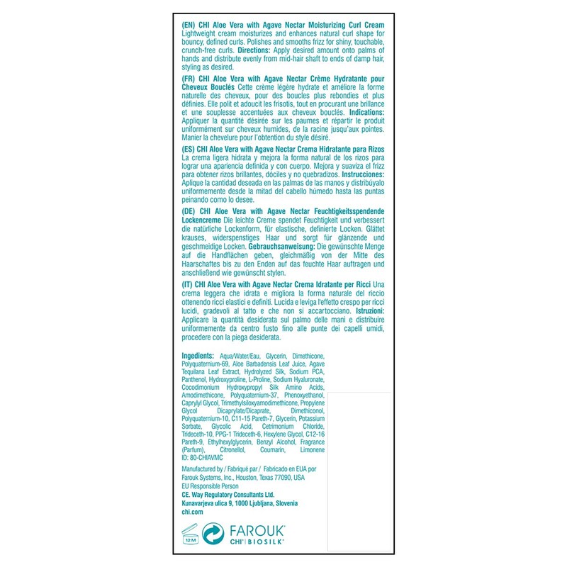 CHI Aloe Vera Moisturizing Curl Cream, 5 Fl Oz