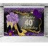 Happy 40th Birthday Backdrops Shining Purple Dots and Gold Frame