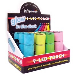 Infapower F007 9 LED Glow in The Dark Torch, Pack of 12