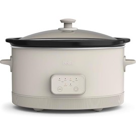 bella 6.0 Qt Programmable Slow Cooker, EverGood™ Ceramic Nonstick Coating, Adjustable Temperature & Cooking Times, Dishwasher Safe Stoneware Pot & Tempered Glass Lid, Tangle Free Cord Wrap, Oatmilk