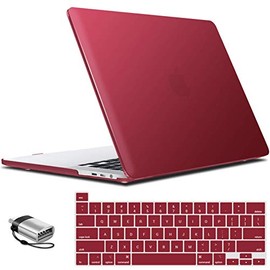IBENZER MacBook Pro 16 Inch Case A2141 Release 2020 2019, Hard Shell Case with Keyboard Cover & Type C Adapter for Apple Mac Pro 16ââ with Touch Bar and Touch ID, Wine Red, T16WR+1TC