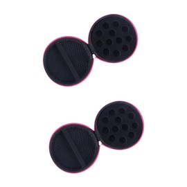 Healeved 2pcs Portable Faux Leather Essential Oil Carry Case Round Storage Bag for Travel Shockproof Design Rose Red for Organizing Bottles