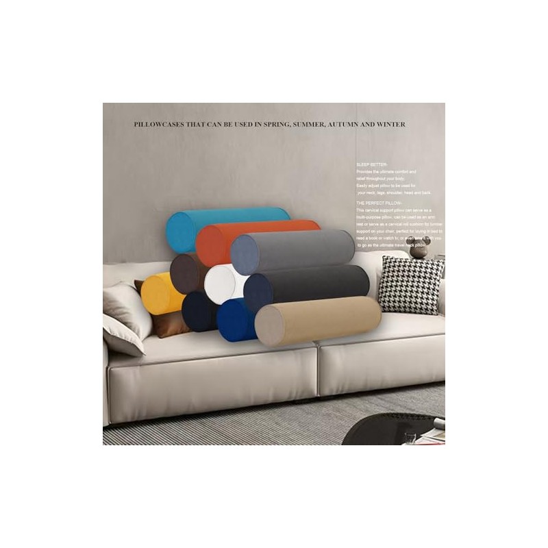 Velvetcossy Cylinder Round Memory Foam Support Pillows Cervical Neck Roll