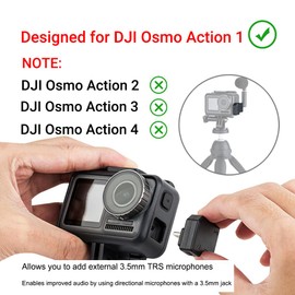3.5mm Audio Mic & USB-C Adapter Accessories for DJI Osmo Action 1 Camera (Only) with 3.5mm Microphones Jack & USB-C Connector