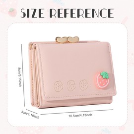 AIMALL Cute Folding Women's PU Leather Wallet, European & American Style, Mini Clip Change Purse with Fruit Pattern, 4.2 x 3 x 1.2 Inches