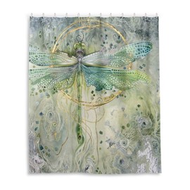 Fabric Dragonfly Shower Curtain Sets with 12 Hooks for Bathroom Waterproof Bath Curtain (60 x 72 inch)