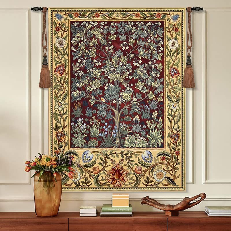 Aubelin Tapestry Large Ruby William Morris Tree of Life Fine
