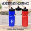 Rolling Sands USA Made 24 oz Sports Squeeze Water Bottles,
