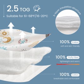 ZIGJOY 2.5 Tog Baby Sleeping Bag with Legs & Long Arms Sleeves Winter Sleep Suit with Feet Toddler Sleep Sack 100% Cotton Wearable Blanket with Foldable Foot Covers for 24-36 Months Boy Girl