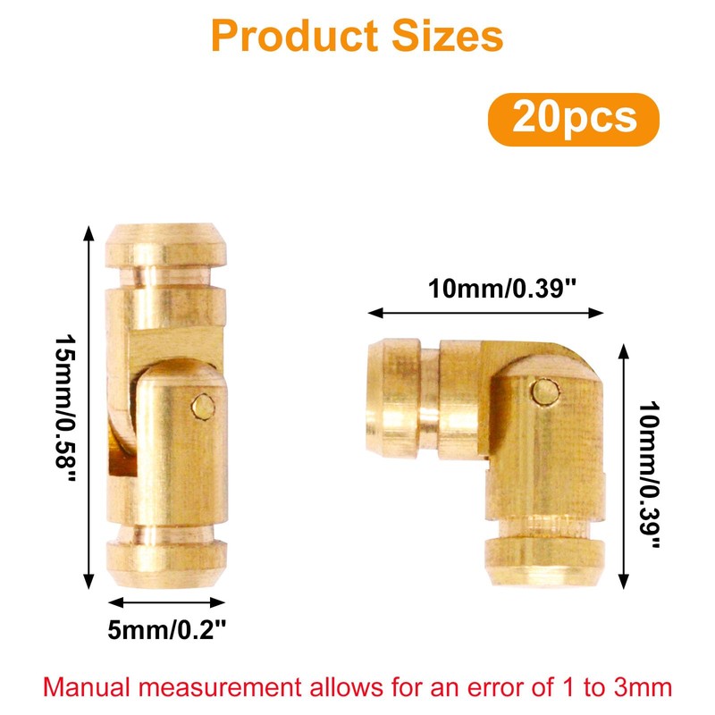 BUXIMN 20Pcs Barrel Hinges, 15×5mm Hidden Brass Barrel Hinge Small
