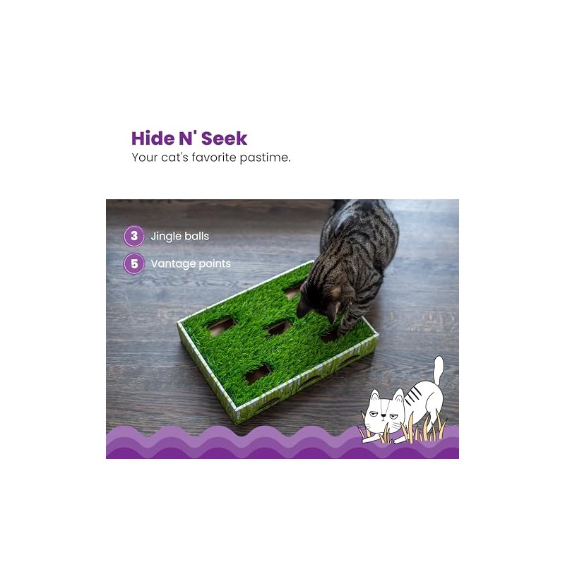 Petstages Caja de Caza con Parche de Hierba para Gatos