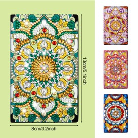 Patelai 4 Pcs Diamond Mandala Flower Notebook Kits 3 x 5 In DIY Mandala Cover Notebook Crystal Mandala Journal Notebook Sketchbook Notepad for Men Women Birthday Crafts Gift Drawing Painting