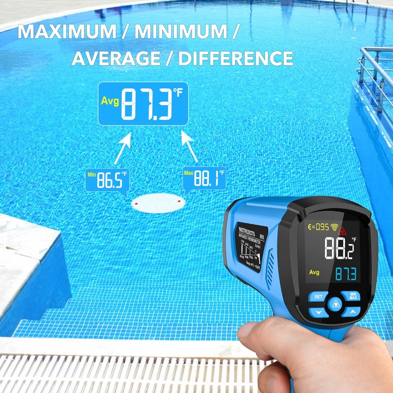 INSTRODOTS Infrared Thermometer Temperature Gun, -40℉ to 2192℉ Dual Laser