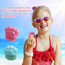 2 Stück Sunscreen Applicator Kids, Sonnencreme Applikator Kind, Sonnenschutz Applikator, Sonnencreme Roller Auffüllbar, Sunscreen Roller Bottle, Sonnenschutz-Buddy-Pinsel