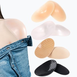 icyhey 4 Pair Sholder Pads Ultra Silicone ShoulderPads for Womens Clothing, Invisible Anti-Slip Shoulder Push-up Pads Reusable Natural Shoulder-Enhancer Sticky Pad for Formal, Casual and Active wear