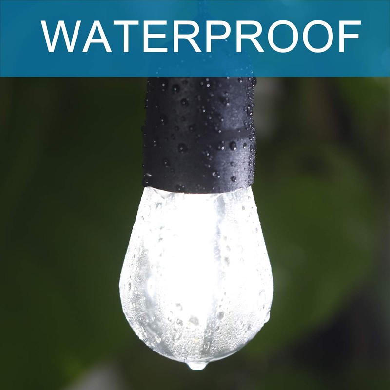 30ft Cool White LED Outdoor String Lights, Waterproof Festoon Light,