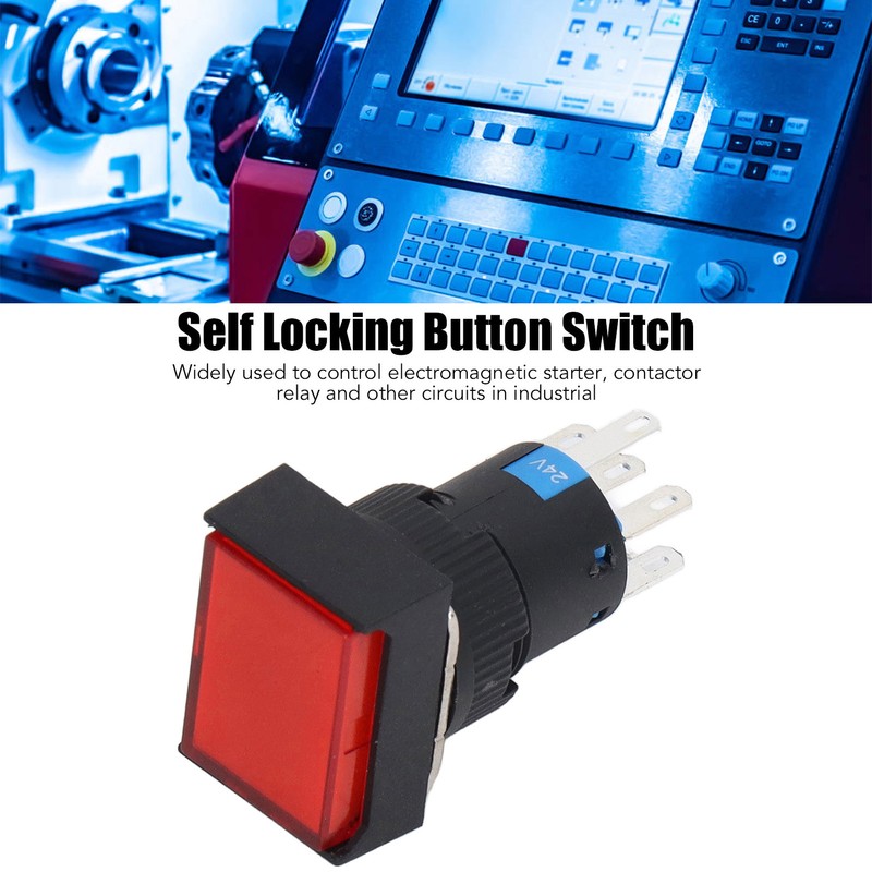 25 Pcs Push Button Switch Light Indicate Self Locking Long