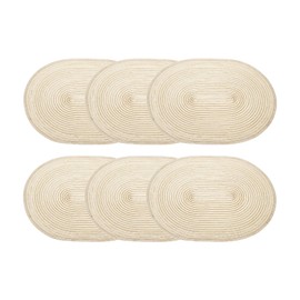 sourcing map 6pcs Oval Braided Placemats 20" Non-Slip Oval Table Mats for Dining Tables Washable Heat Insulation Woven Placemats Indoor Outdoor for Family Holiday Dinner, Yellow