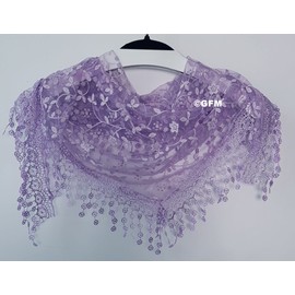 GFM Summer Triangle Scarf with Lace and Tassels (TRI-C) (TRI-85-Li-Lilac)