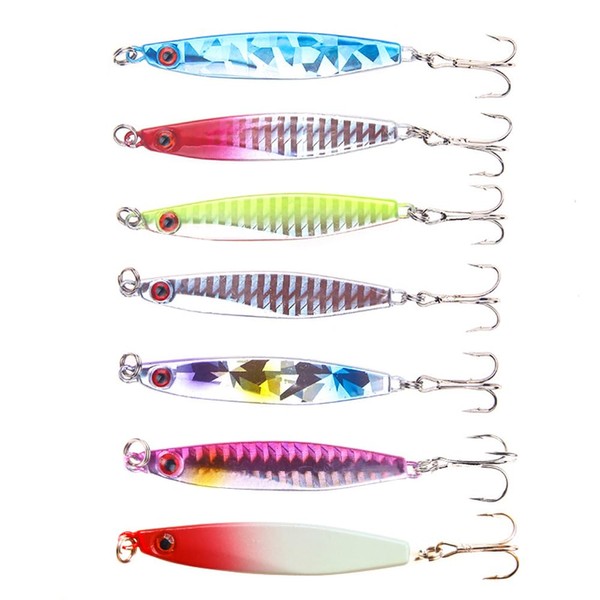 7 Pieces Artificial Lures, Metal Sequin Fishing Lures, Spinner Bait,