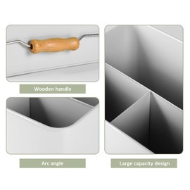 Gdfjiy Metal Garden Tool Caddy, 3 Compartments Garden Tool Organizer with Handle, Garden Tool Box for Indoor and Outdoor, Gardening Tool Kit Holder Empty, Gardening Supplies, Gardener Gift (White)