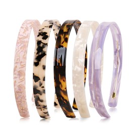 JIHUOO Plastic Tortoise Headband Plain Basic Head Band Non Slip Hair Hoop Hard Teeth Headbands Strong Hold Headbands Dark Leopard