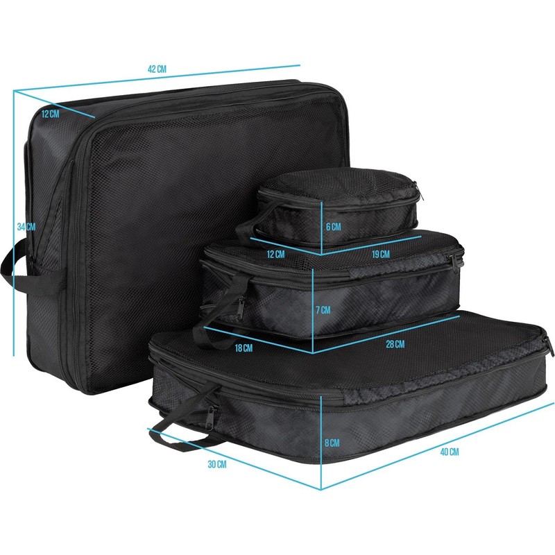 normani Clothes Bag Set of 4 with Compression Packing Cubes