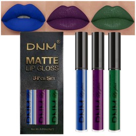 AMYS DIARY- Juego de 3 lápices labiales líquidos mate morado oscuro, azul, verde y ciruela, de larga duración y permanente durante 24 horas           