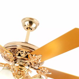 52" Chandelier Ceiling Fan Light with Remote Control 5-Blades Fan Home LED Lamp