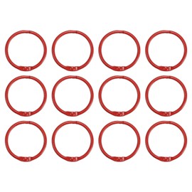 PATIKIL 1.2 Inch Loose Leaf Binder Rings, 12 Pack 2.2mm Metal Flash Card Book Binding Rings for Key Chain Index Card Scrapbooks, Red